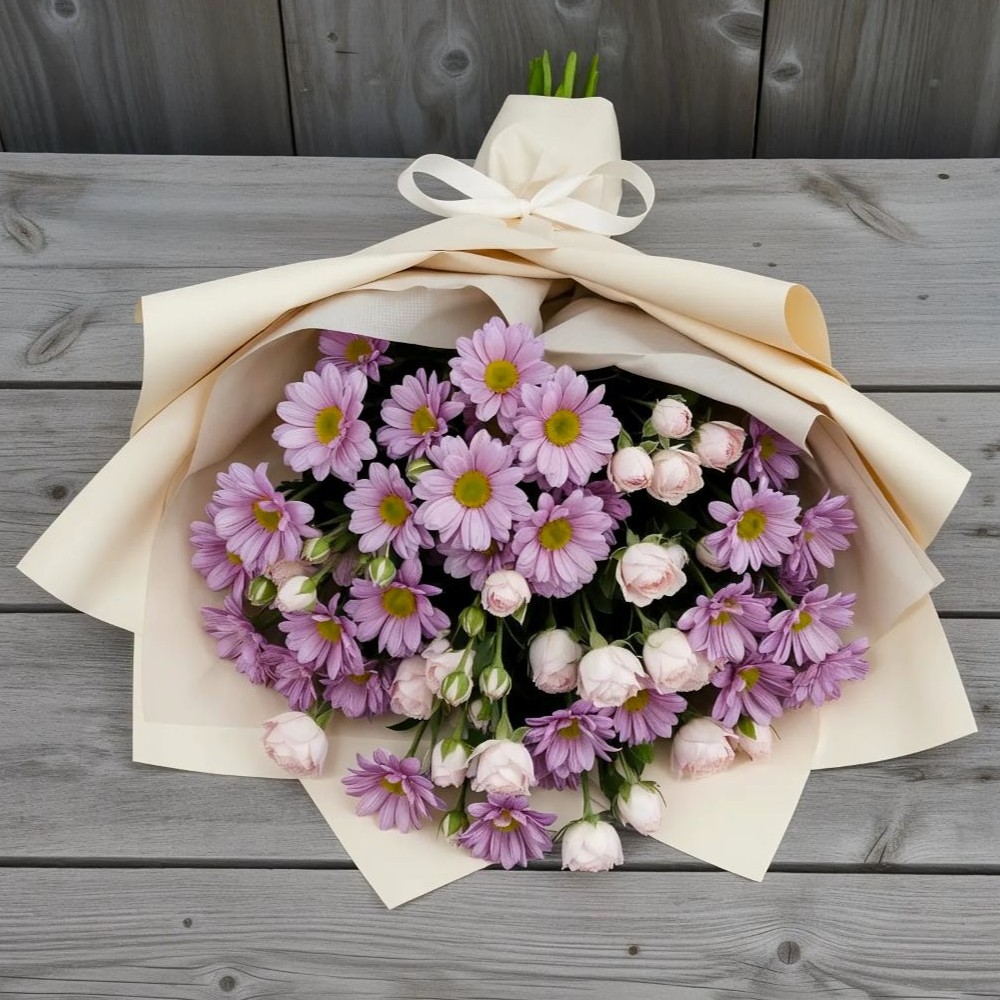 Букет цветов из: Розы и Хризантемы в Шыгырдан