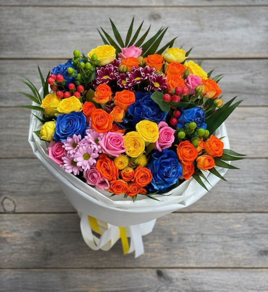 Букет цветов из: Розы и Хризантемы в Шыгырдан