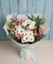 Букет цветов из:  Розы, Лизиантусы и Хризантемы в Шыгырдан