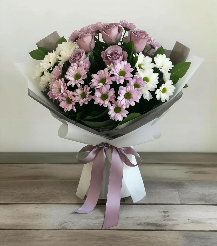 Букет цветов из: Хризантемы и Розы в Шыгырдан