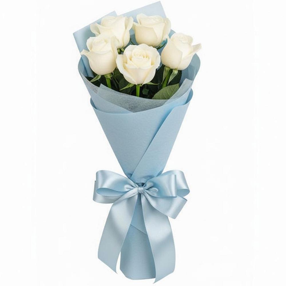 Букет 5 Белых роз Проуд в Шыгырдан