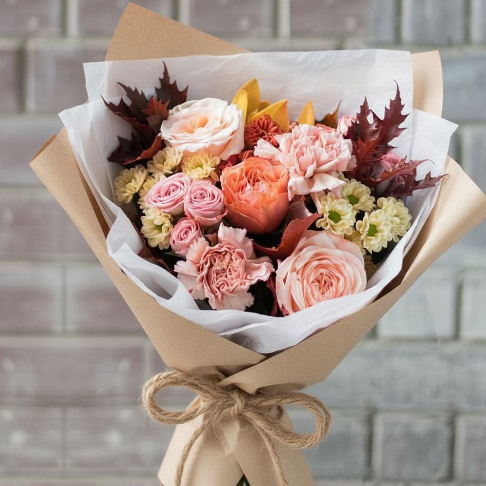 Букет цветов из: Гвоздики, Хризантемы и Розы в Шыгырдан