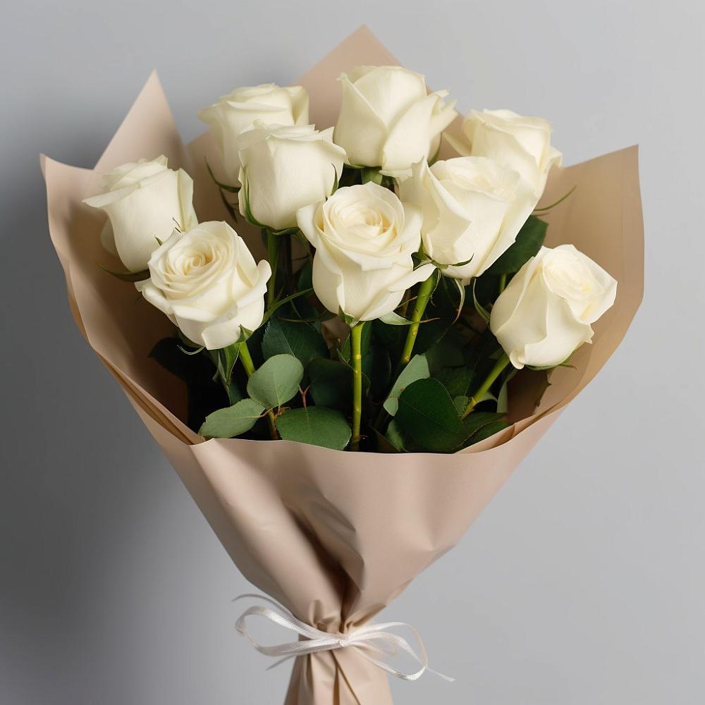 Букет 9 Белых роз Эдлесс Лав в Шыгырдан