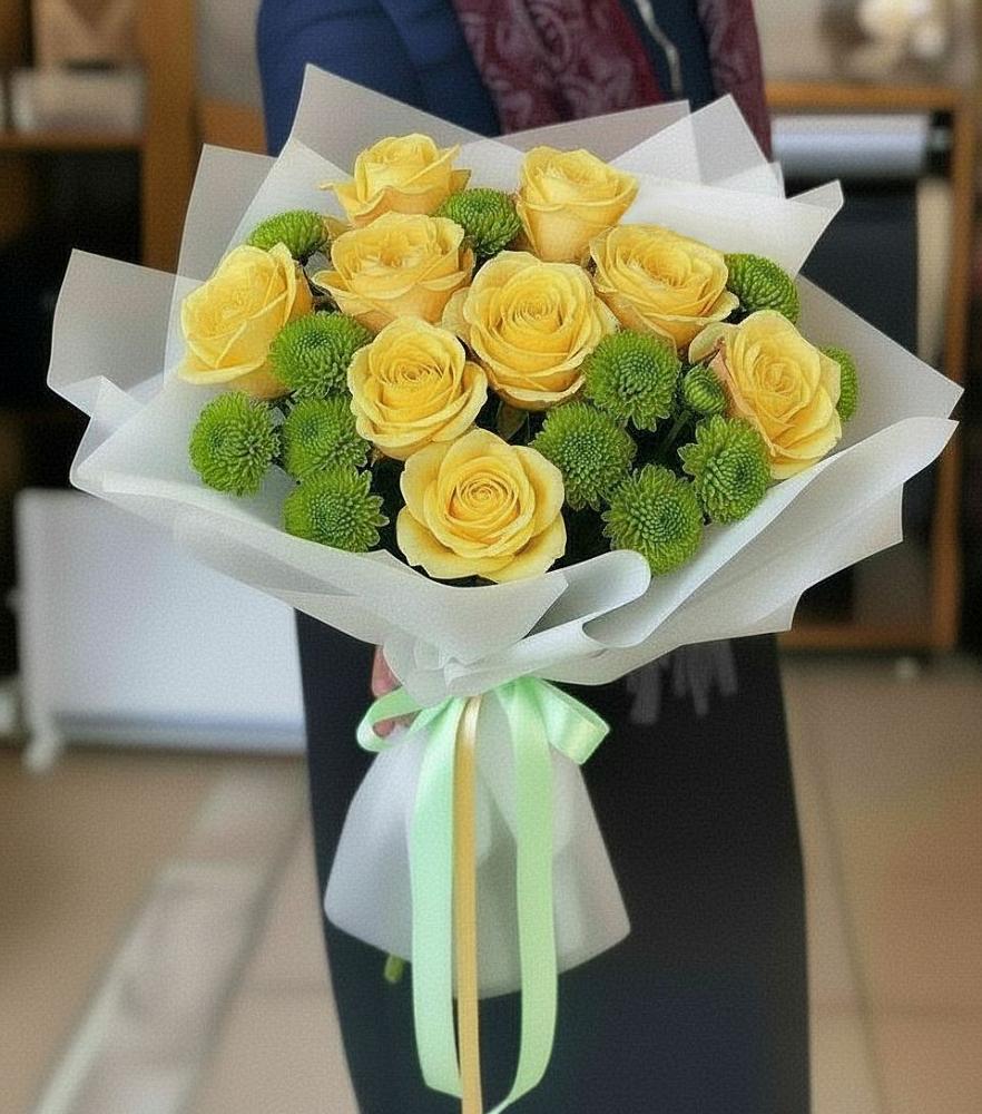 Букет цветов из: Хризантемы и Розы в Шыгырдан