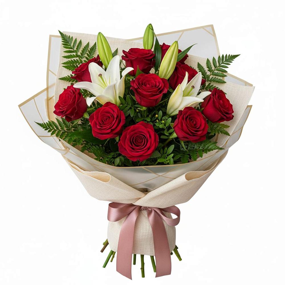 Букет цветов из: Лилии и Розы в Шыгырдан