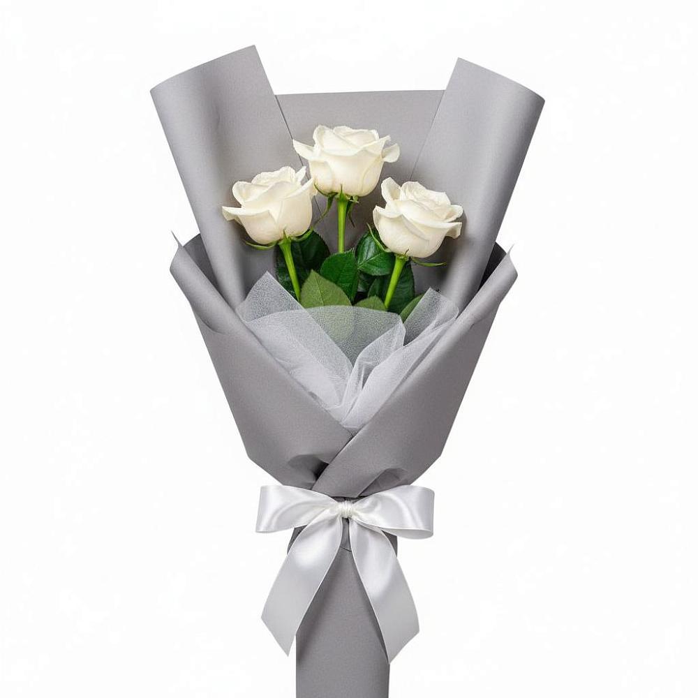 Букет 3 белые розы в Шыгырдан