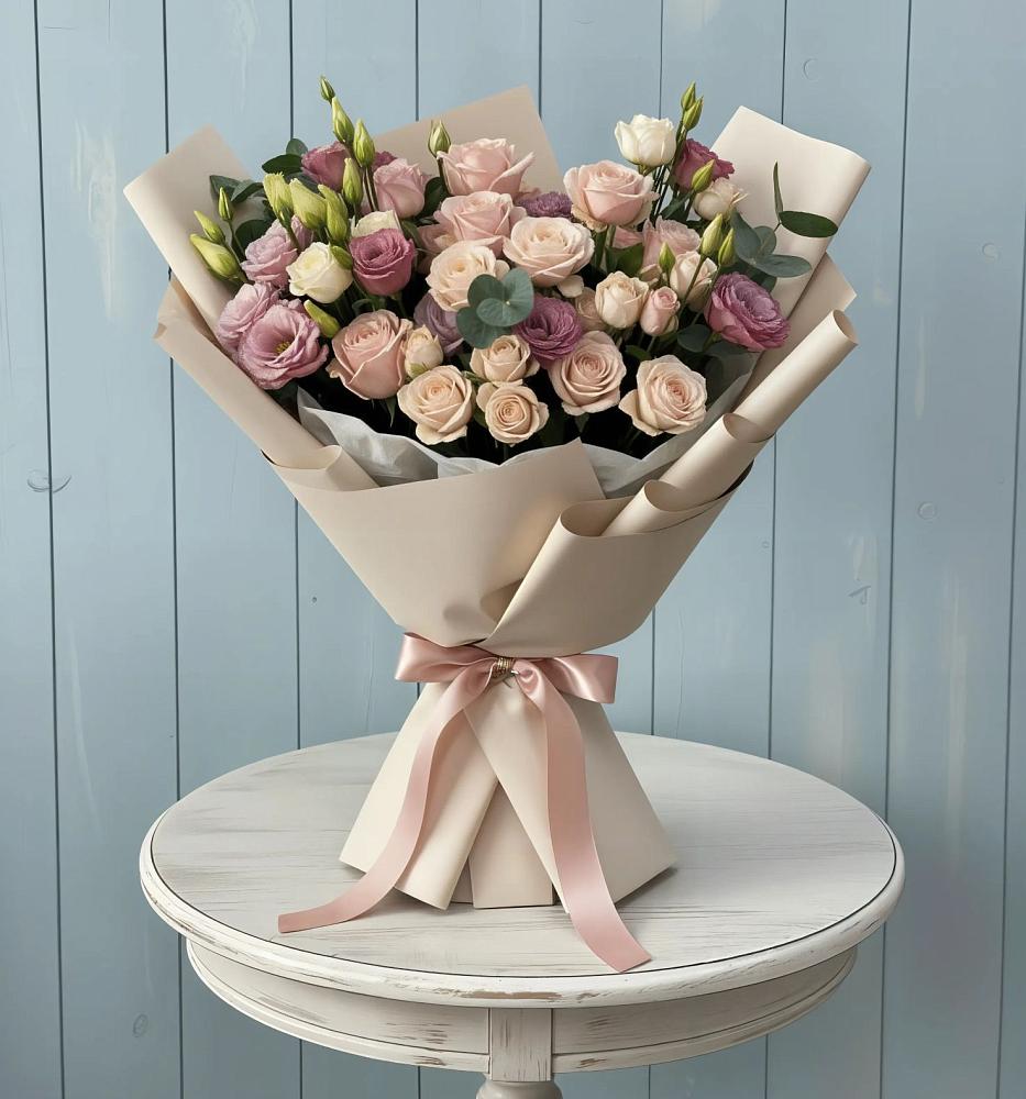 Букет цветов из: Розы и Лизиантусы в Шыгырдан