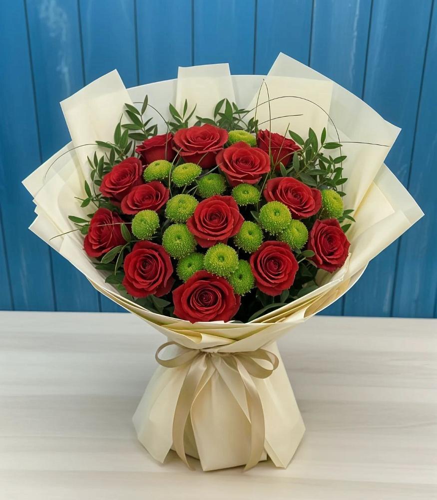 Букет цветов из: Розы и Хризантемы в Шыгырдан